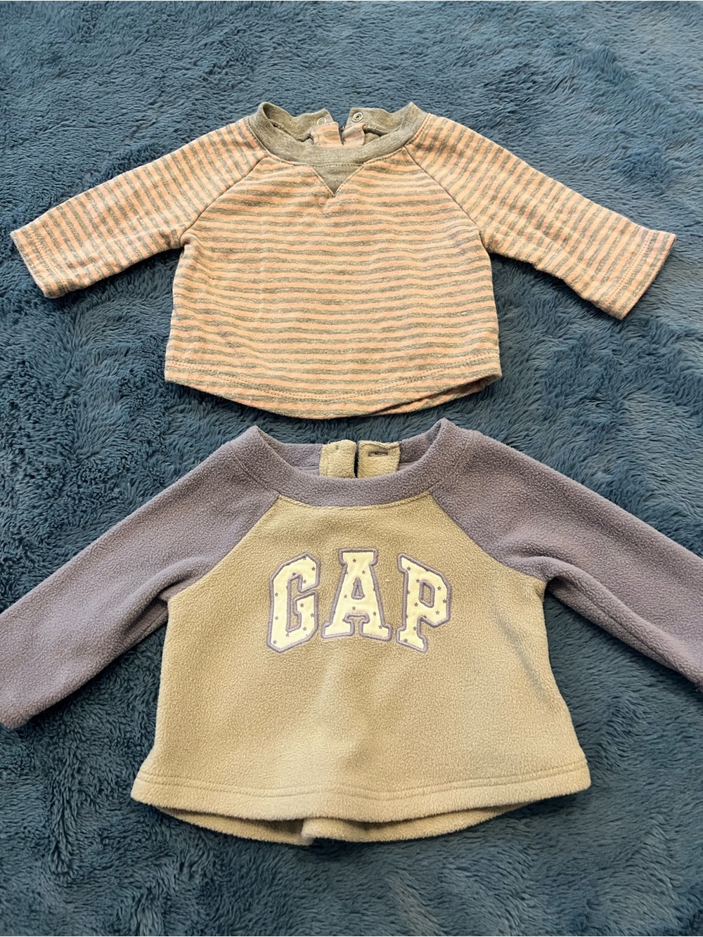 Two GAP Baby Fleece/ Cotton Tops 0-3 months
